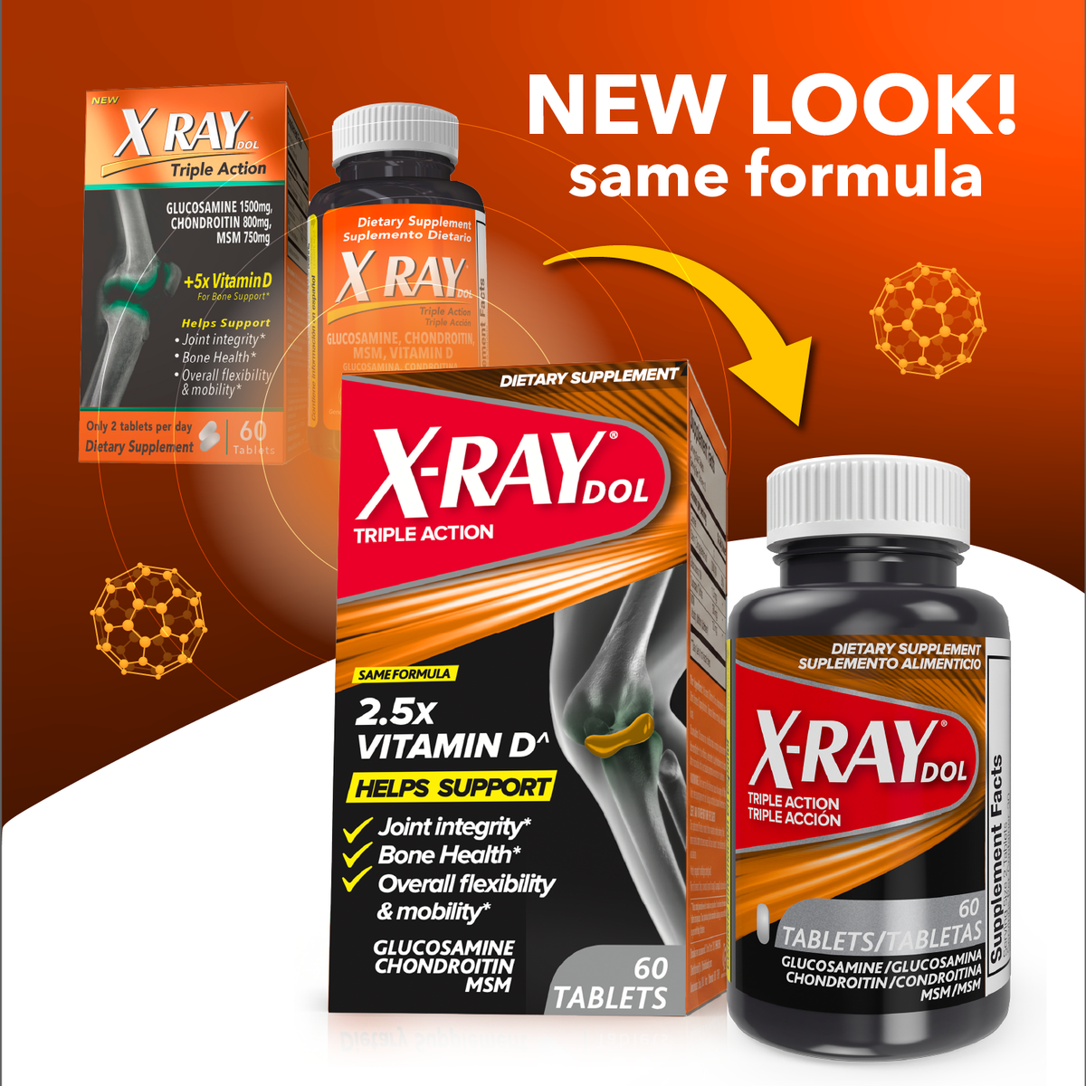 X Ray DOL Triple Action Bone Support Capsules - 60 Capsules each - Cas ...